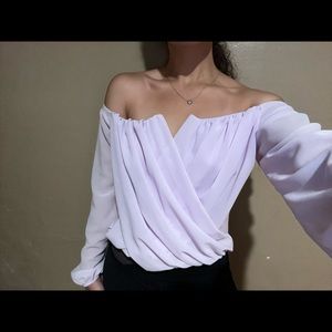 Windsor lavender off the shoulder top
